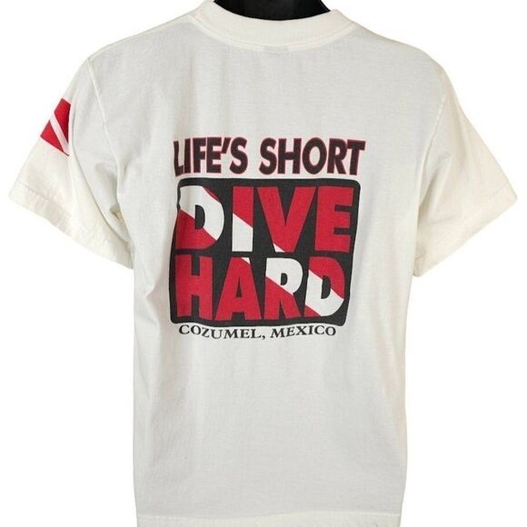 Vintage Scuba Diving T Shirt Mens Size Medium 90s Lifes Short Dive Hard Cozumel - Picture 1 of 8